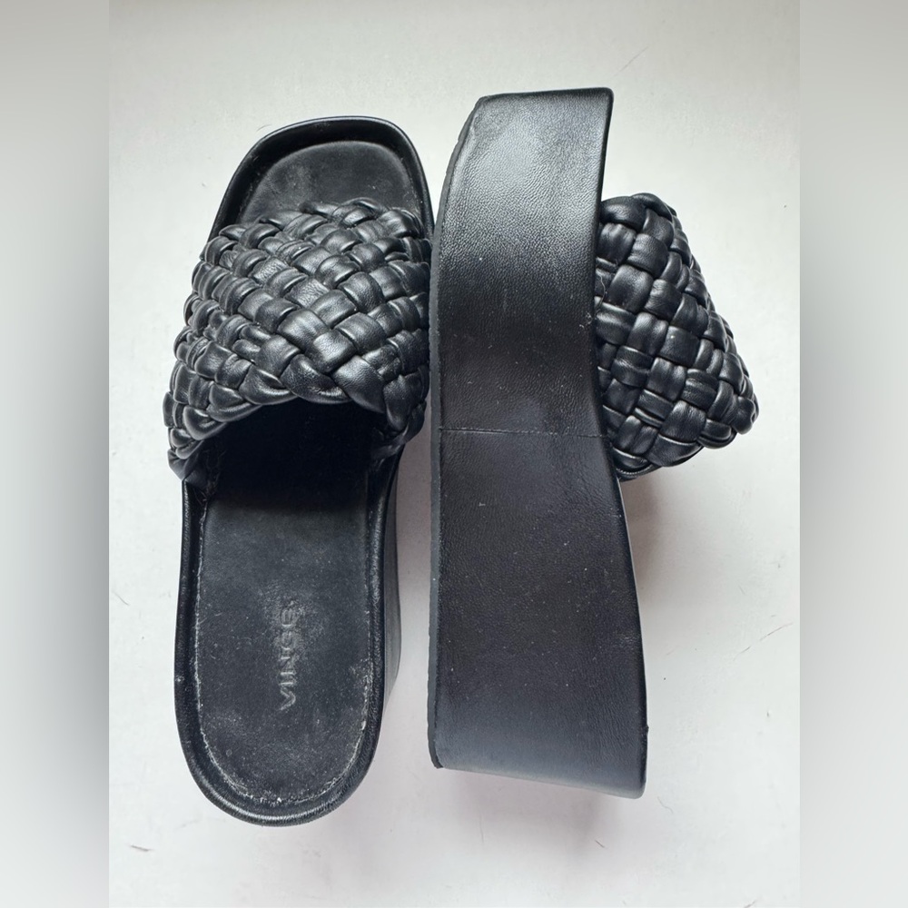 Vince Womens Mari Woven Slip On Platform Wedge Sandals Size 8.5